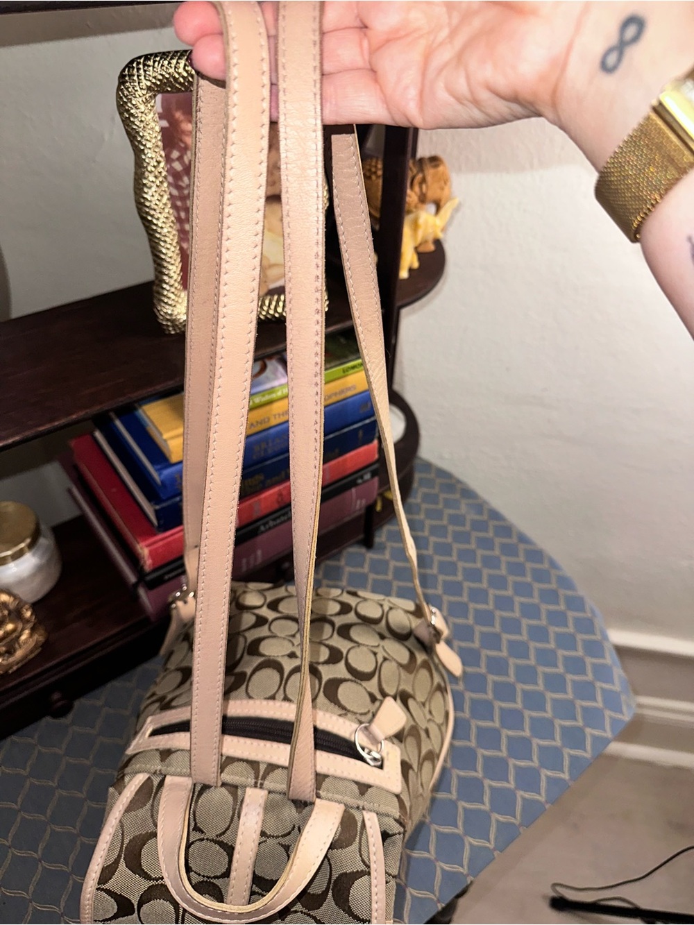 Vintage Coach Signature Canvas Mini Backpack | No. J92-6934 | Khaki/Tan - Picture 13 of 14